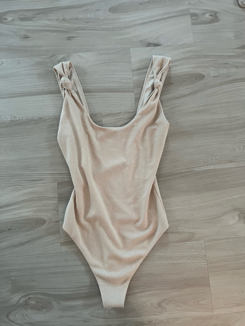 Lovers + Friends Knotted Strap Nude Bodysuit NWOT